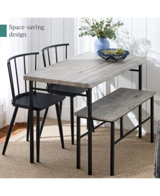 4-Piece Dining Kitchen Table Set w/ 2 Spindle-Back Chairs, Bench