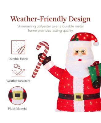 Lighted Pop-Up Santa Claus, Outdoor Christmas Holiday Decoration w/ LED Lights, Hat, Gift