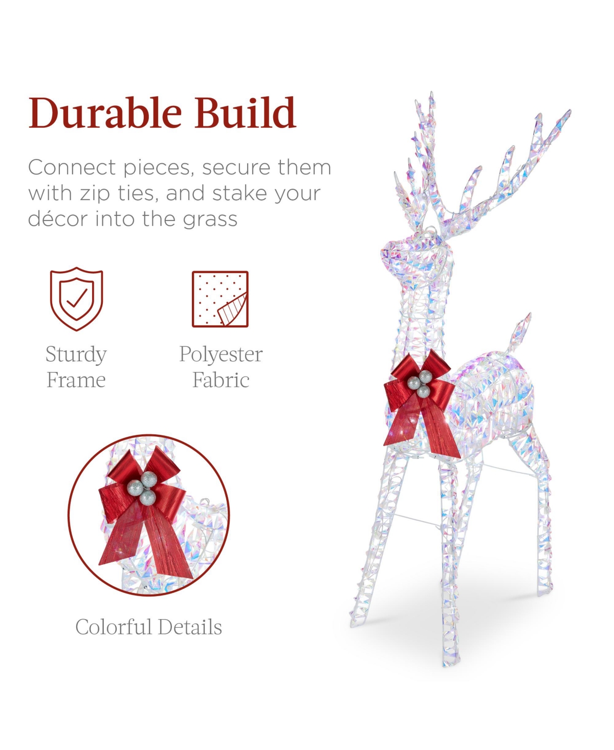 Best Choice Products Lighted Christmas 4ft Reindeer & Sleigh Outdoor Yard Decoration Set w/ 205 Led Lights, Stakes 