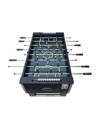 54" Black Foosball Table, Indoor Soccer Game Table with MDF and Steel Frame, PVC Finish, Children's Game Table for Home Recreation