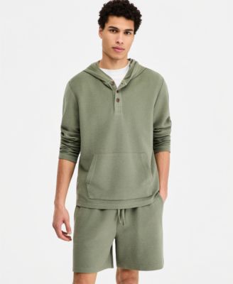 Men's Beach Terry Button-Placket Hoodie