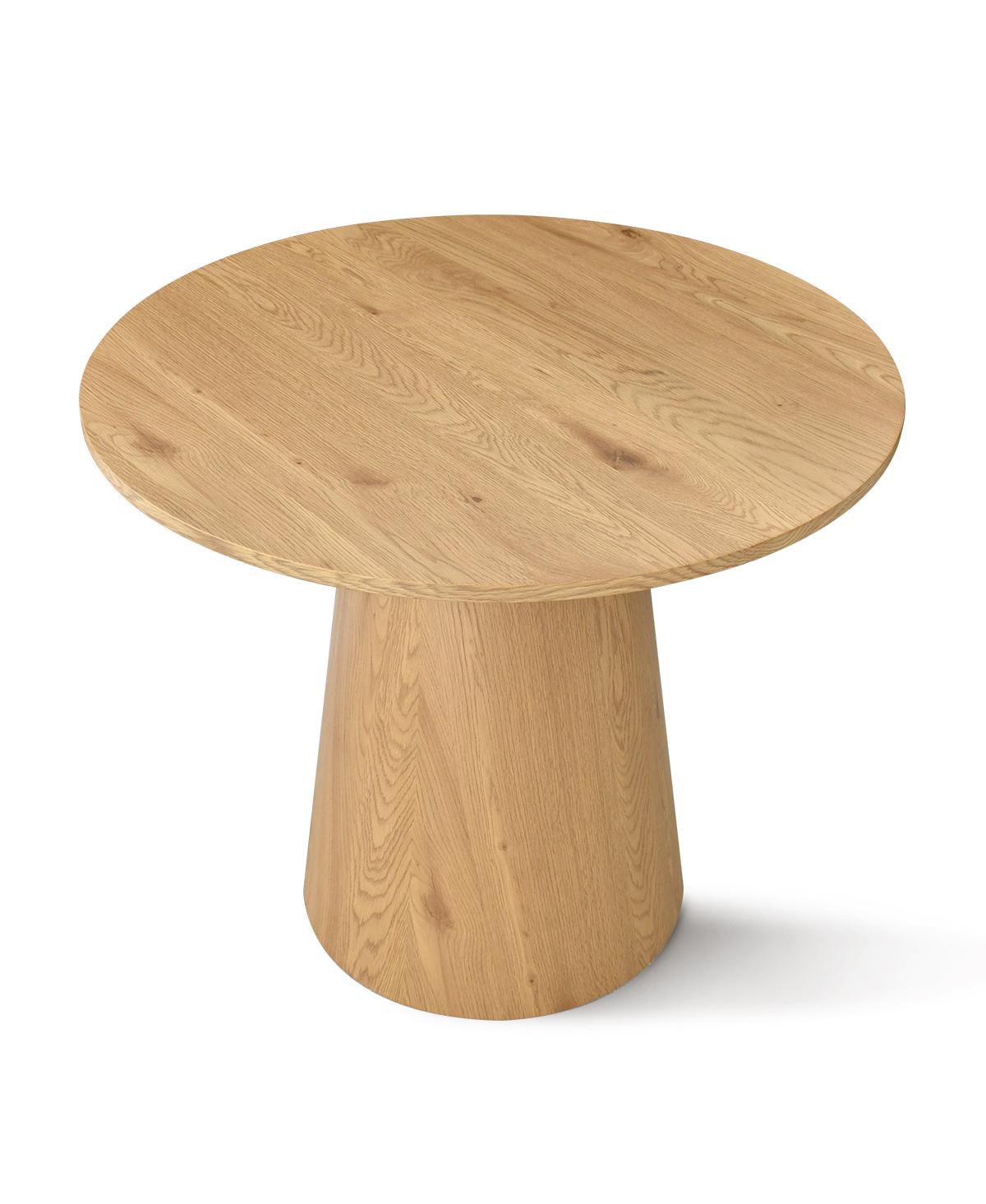 Maison Boucle 3-Piece Round Dining Table Set, 35" Wood-Look Pedestal with Fabric Upholstered Chairs for Small Kitchens