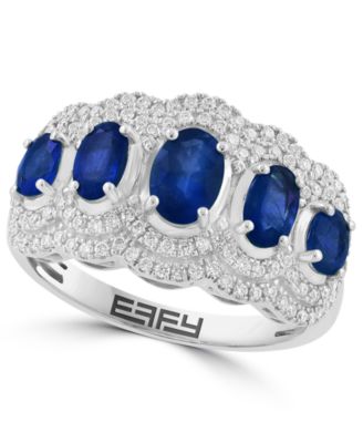 Sapphire (1-5/8 ct. t.w.) and Diamond (1/2 ct. t.w.) Ring in 14k White Gold (Also Available in Emerald)