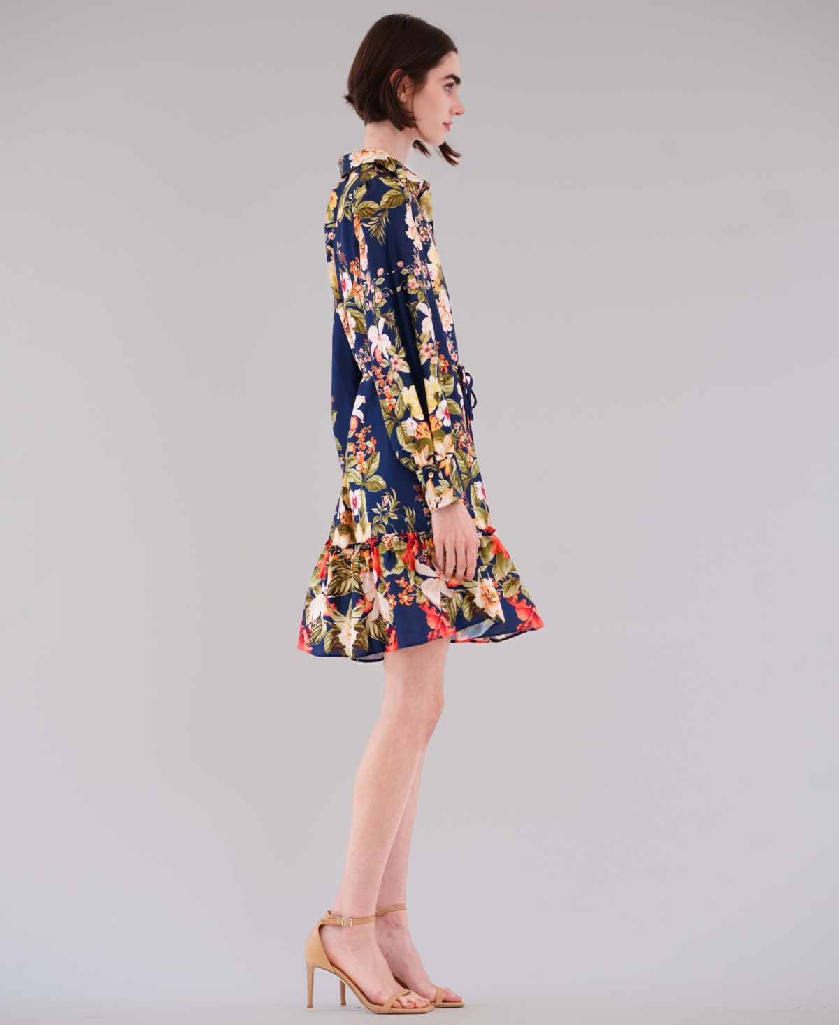 julia jordan Women's Printed Button-Front Long-Sleeve Dress