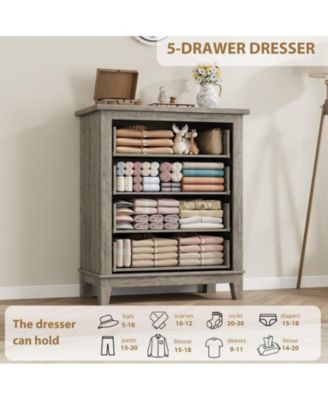 34.8" Tall Vertical Drawer Dresser with Large Storage