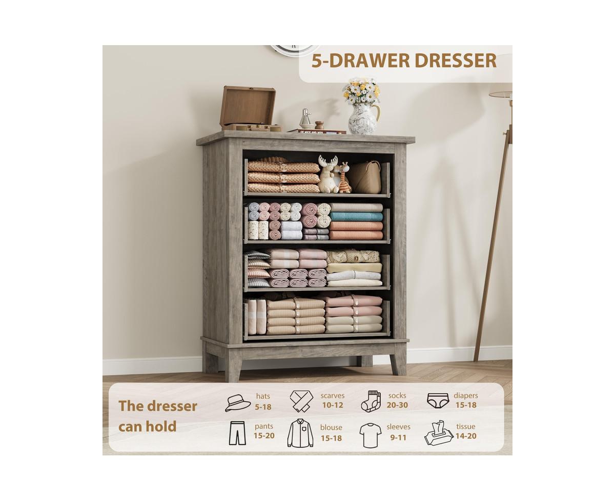 Gaomon 34.8" Tall Vertical Drawer Dresser with Large Storage