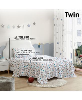 Printed Kids Bed Sheets - Multi Piece - Patterned Bed Sheet Set - Wrinkle Resistant & Ultra Soft - For Mattresses up to 15 Inches Deep