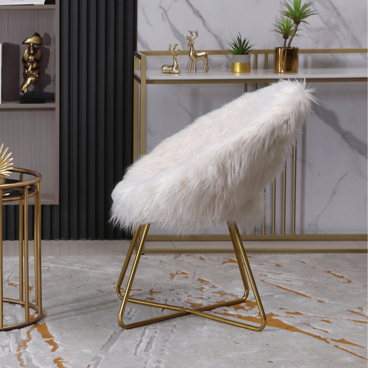 Streamdale Furniture Faux Fur Upholstered Accent Chair, White