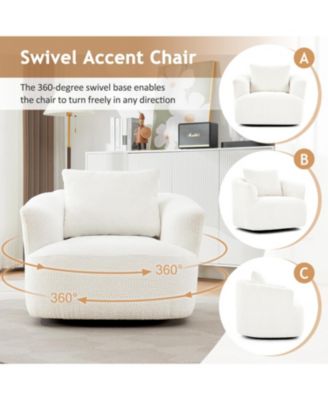 360° Swivel Accent Chair Sofa with Throw Pillow, Light Gray