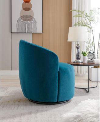 Teal Velvet  Swivel Accent Armchair With Black Powder Coating Metal Ring