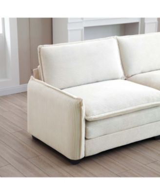 Streamdale Beige Corduroy Ottoman Footstool for 2, 3, and 4 Seater Sofas