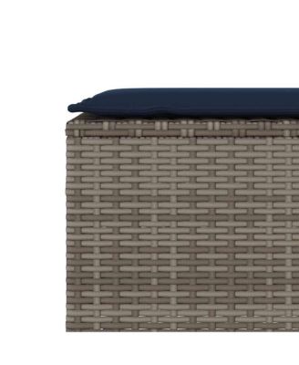 Patio Bench with Cushion Gray 43.3"x11.8"x15.9" Poly Rattan