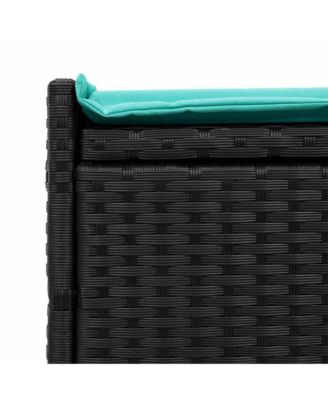 Patio Storage Bench with Cushion Black 39.4" Poly Rattan