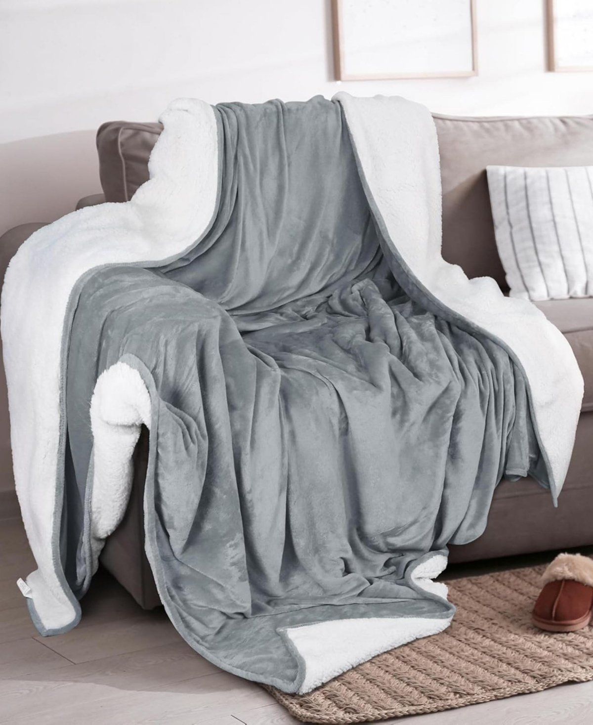 Linery & Co. Velvet Plush Reversible Sherpa Bed Blanket