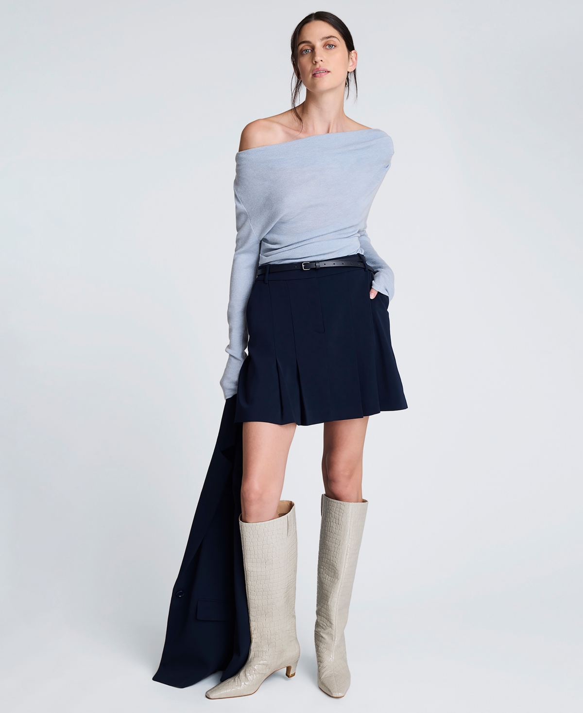 Kenneth Cole Women's Asymmetrical Drape Front Long-Sleeve Sweater