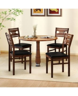 Dining Chair Set of 2 w/ Rubber Wood Frame Padded Seat Curved Backrest
