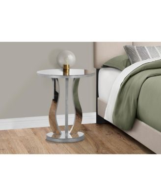 Accent Table, Side, End, Nightstand, Lamp, Living Room, Bedroom, Clear Mirror, Grey, Transitional