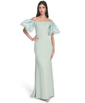 Women's Off-The-Shoulder Organza Puff-Sleeve Gown