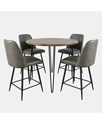Five Piece Round Modern Solid Wood Counter Height Dining Set