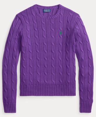 Women's Cable-Knit Cotton Crew Neck Sweater