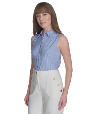 Women's Sleeveless Pinstripe Top