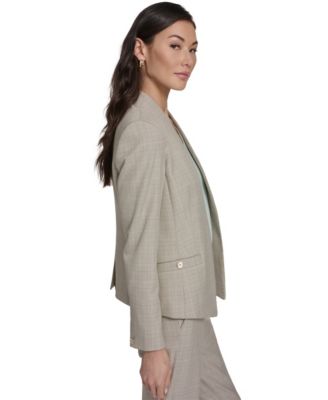 Women's Plaid Open Front Blazer