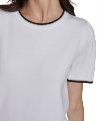 Women's Short-Sleeve Tipped Sweater