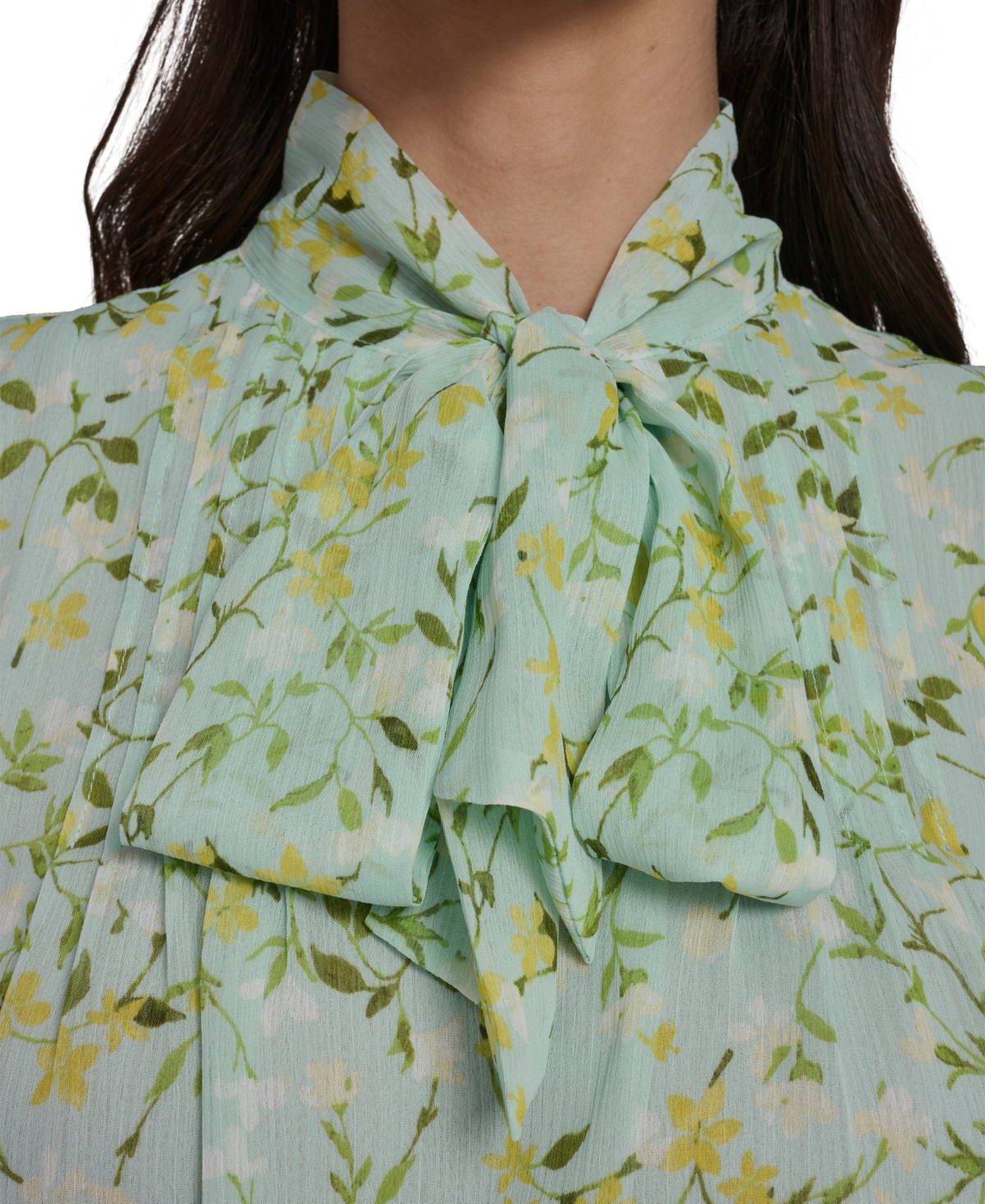 Tommy Hilfiger Women's Floral Vine Pintuck Top