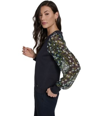 Women's Mixed Media V-Neck Sweater