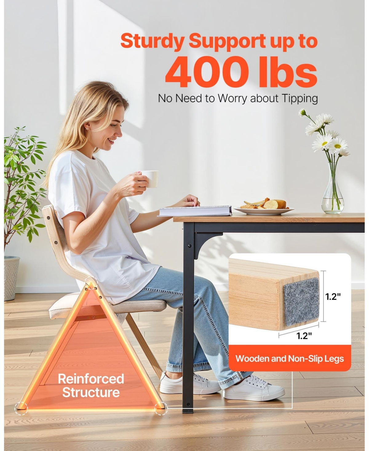 Slickblue Set of 2 Wooden Folding Chairs with Soft Padded Cushions