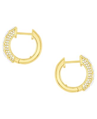 Crystal Pave 18k Gold Plated Brass Hoop Earrings, Macy's Exclusive