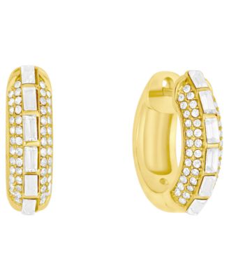 Crystal Pave 18k Gold Plated Brass Hoop Earrings, Macy's Exclusive