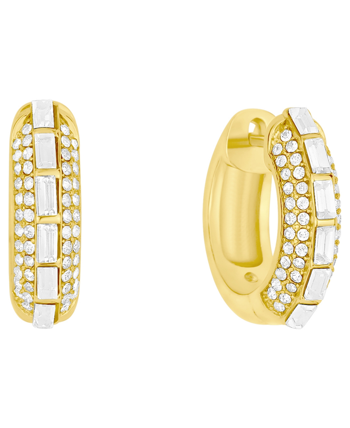 And Now This Crystal Pave 18k Gold Plated Brass Hoop Earrings, Macy's Exclusive