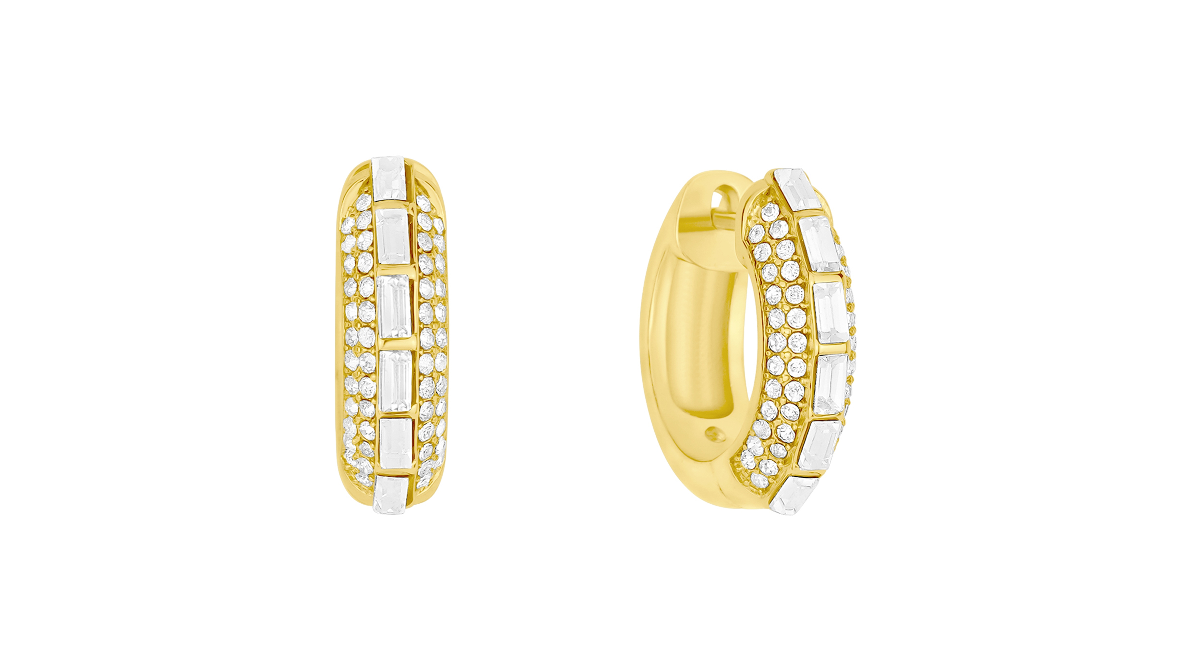 And Now This Crystal Pave 18k Gold Plated Brass Hoop Earrings, Macy's Exclusive