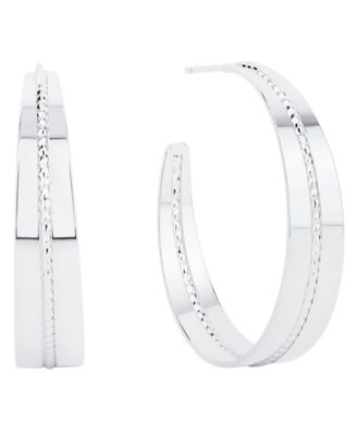 Graduated C Silver Plated Hoop Earrings, Macy's Exclusive