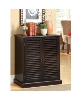 Transitional Style Shoe Rack Solid Wood and Veneer with Round Knobs in Espresso Finish