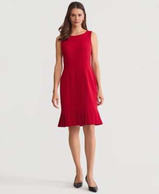 Women's Sleeveless Pleated-Hem Sheath Dress, Regular & Petite
