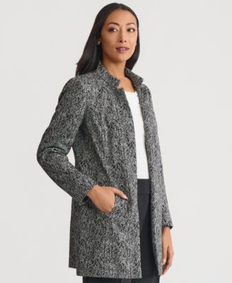 Women's Jacquard Mandarin-Collar Open-Front Topper