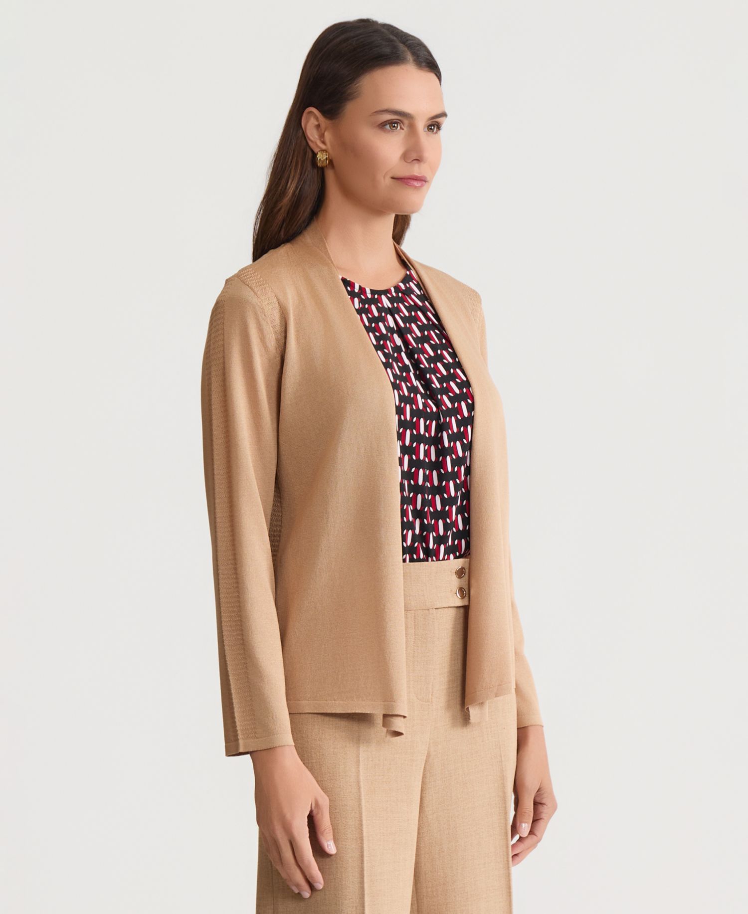Women's Stitch-Detail Open-Front Cardigan Sweater