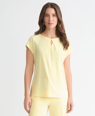 Women's Diamond-Neck Short-Sleeve Top, Regular & Petite