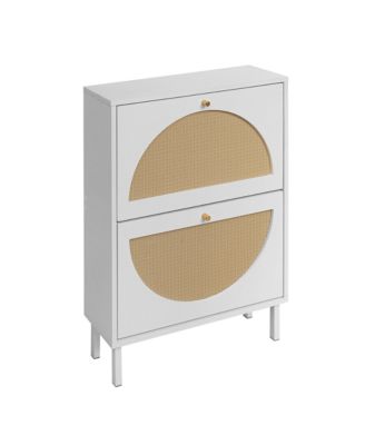 Streamdale 2 Door Shoe Rack, Rattan, Double Layer, Suitable for Living Room, Hallway