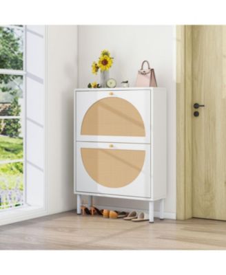 Streamdale 2 Door Shoe Rack, Rattan, Double Layer, Suitable for Living Room, Hallway