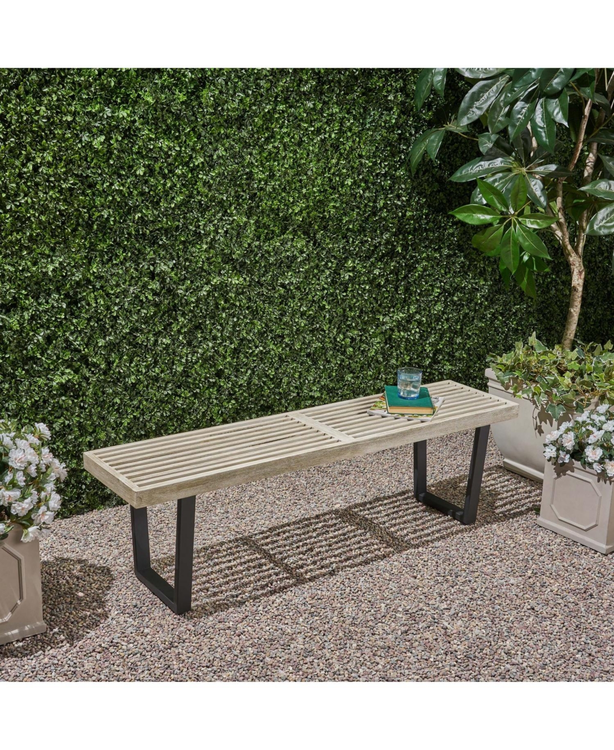 Streamdale Furniture Streamdale Metal/Solid Wood Outdoor Bench