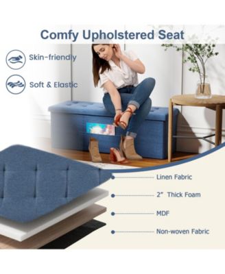43'' Folding Storage Ottoman Bench w/ Removable Divider & Side Pocket Bedroom