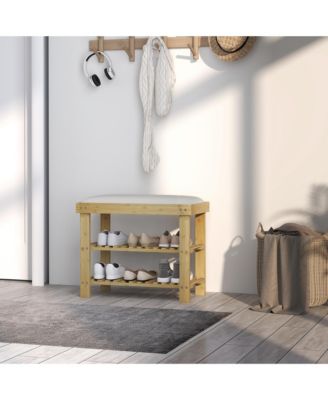 Wooden Frame Shoe Organizer with Two Shelves