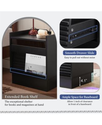 Modern Nightstand Smart Bedside Table with 2 Drawers