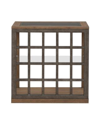 Bayhill Trellis End Table for Living Room - Honey w/ Black Metal Accents