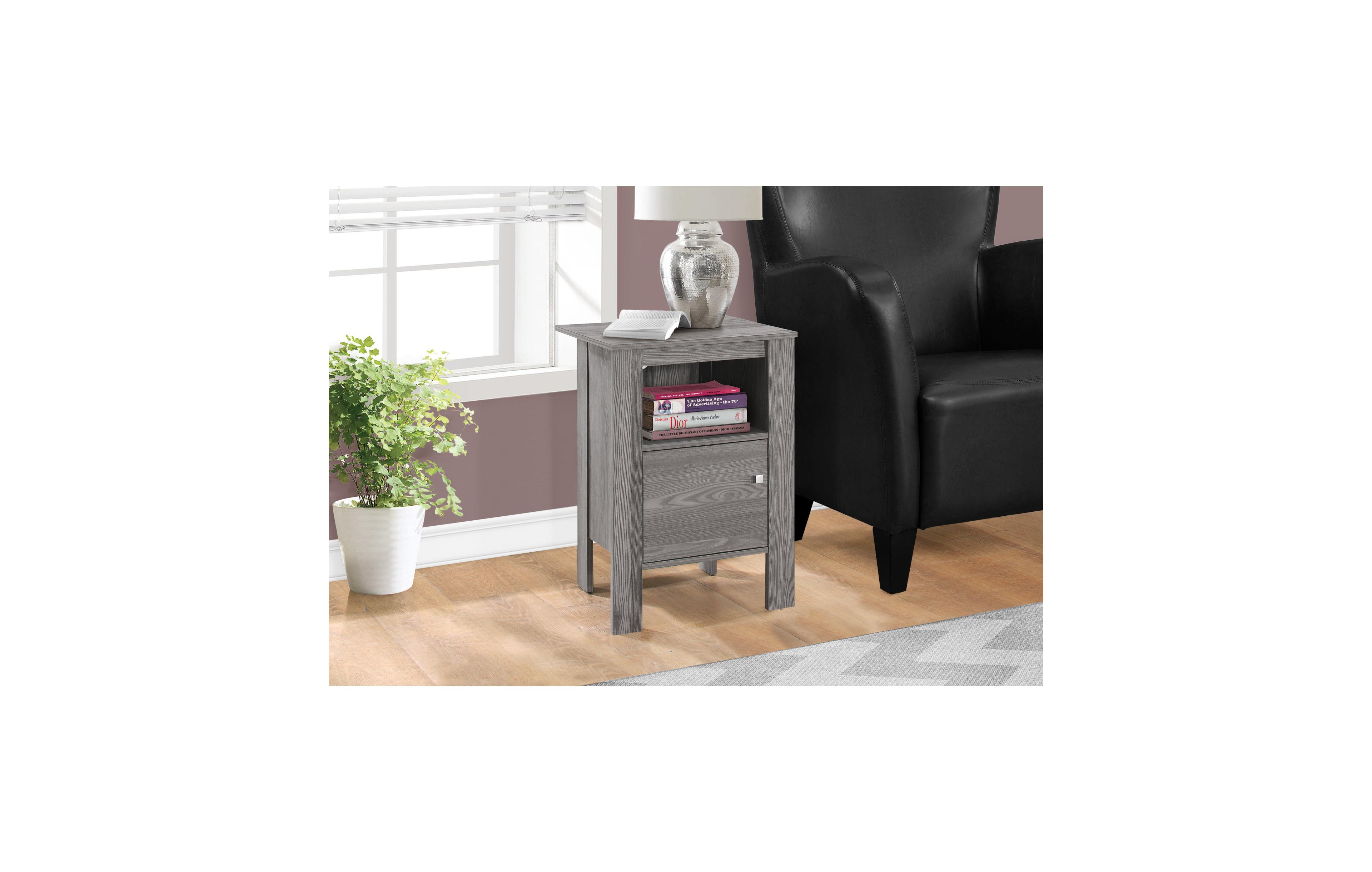 Lovmor Accent Table, Side, End, Nightstand, Lamp, Storage, Living Room, Bedroom, Grey Laminate, Transitional