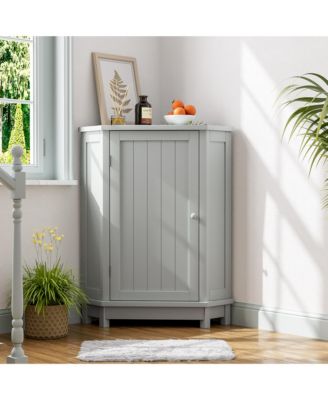 Grey Storage Cabinet with Adjustable Shelves Modern Design