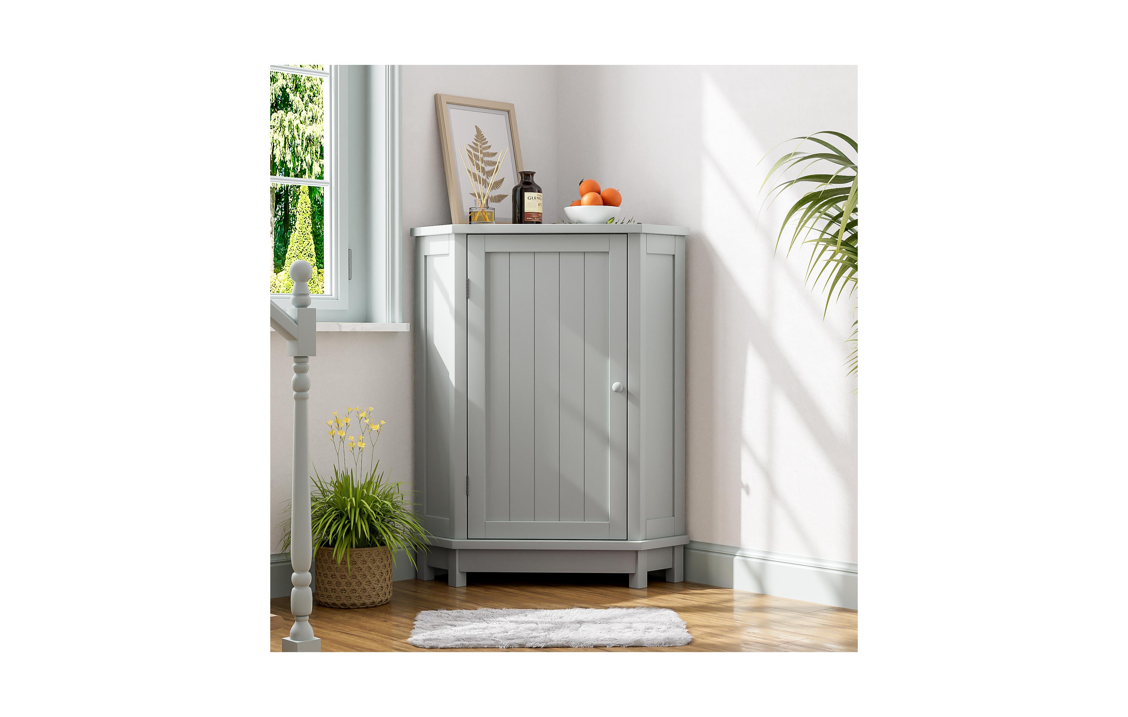Lovmor Grey Storage Cabinet with Adjustable Shelves Modern Design